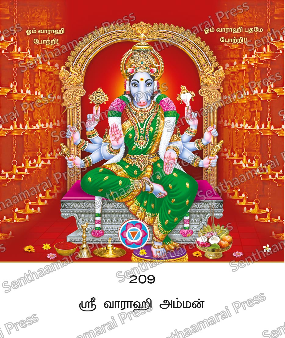 Lotus 10x15 Lamination Board | Sri Varahi Amman – Supreme Protection & Strength LDB - Readymade board with mount & Panchangam — 10x15 Lamination Board | Senthaamarai Press