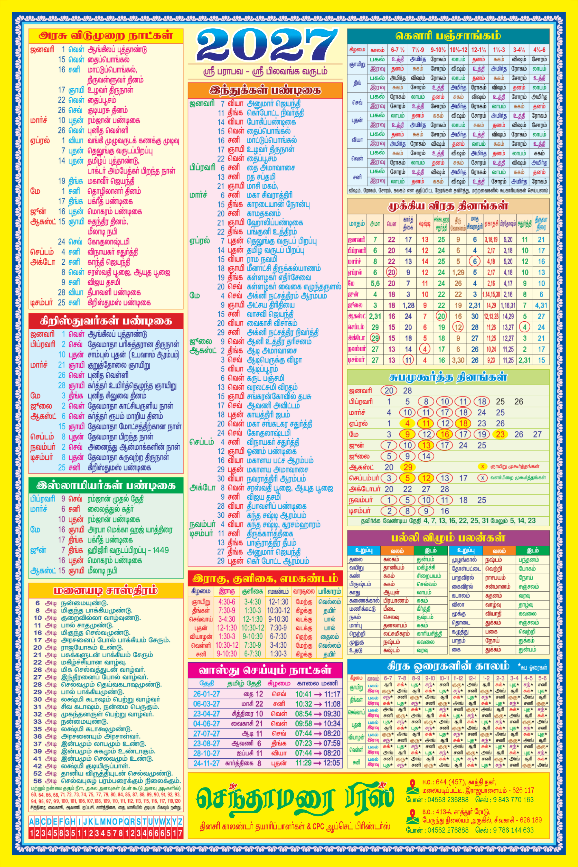Panchangam Sheet - 10 x 15 Madakku  Panchangam Real Art Paper (E) backside at Daily Calendar