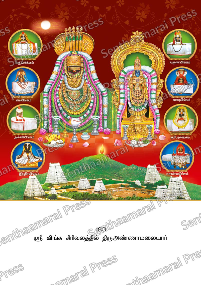 Lotus 10x15 Lamination Board | Sri Linga Girivalathil Thiruvannamalaiyar – Sacred Arunachala Darshan LDB - Readymade board with mount & Panchangam — 10x15 Lamination Board | Senthaamarai Press