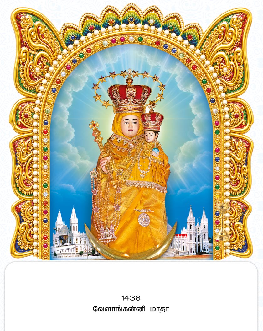 14x24 Fancy Cut Velankanni Matha – Sacred Star of the Sea Basilica Shrine UV GLITTER FC ONLY BOARD